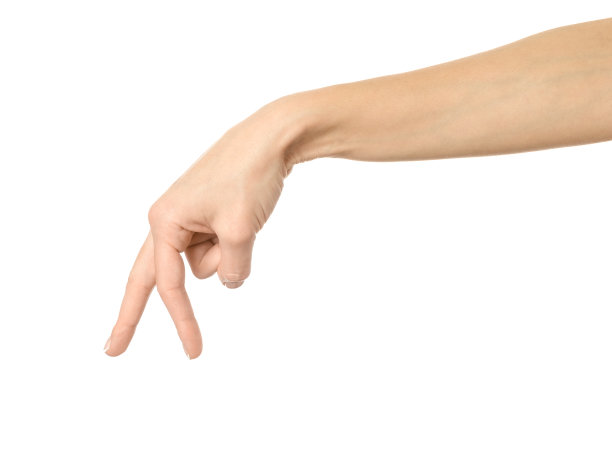 女人的手与法国美甲手势孤立在白色背景。系列的一部分图片下载