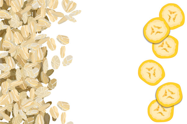 带香蕉背景的燕麦片图片下载