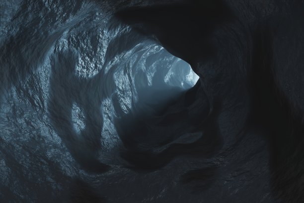 科幻黑暗洞穴地下隧道大气和灰尘可怕的动画3d渲染图片下载