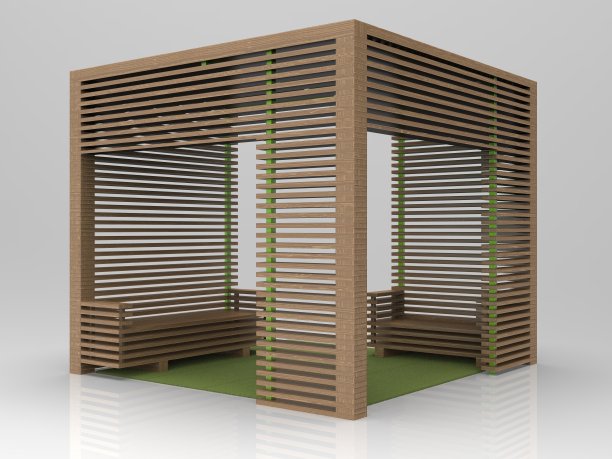 大型木质顶棚与沙发的3d图像图片下载