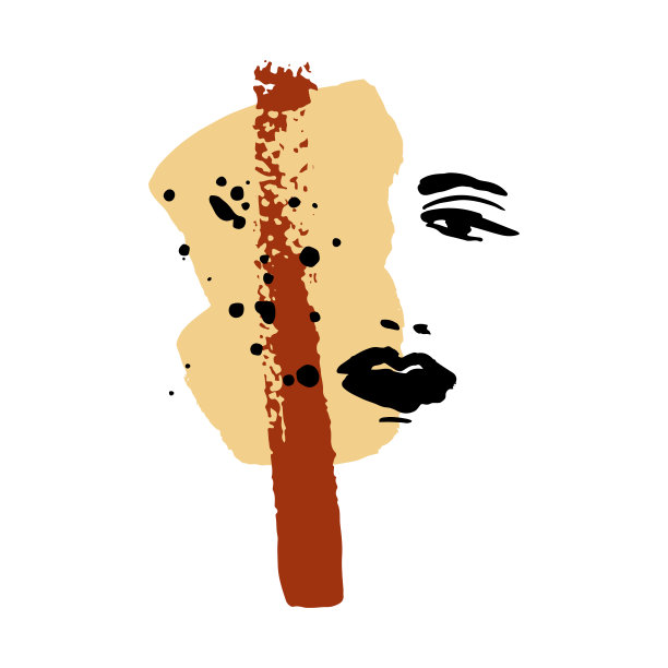 打印t恤或海报。矢量插图。手画一个女性的脸，笔触和颜料飞溅。明亮的夏天。向量10每股收益图片下载