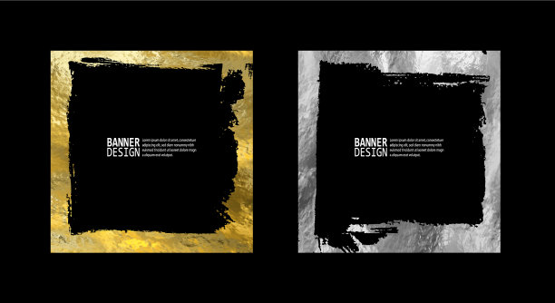 方形的金色银色框架上的黑色图片下载