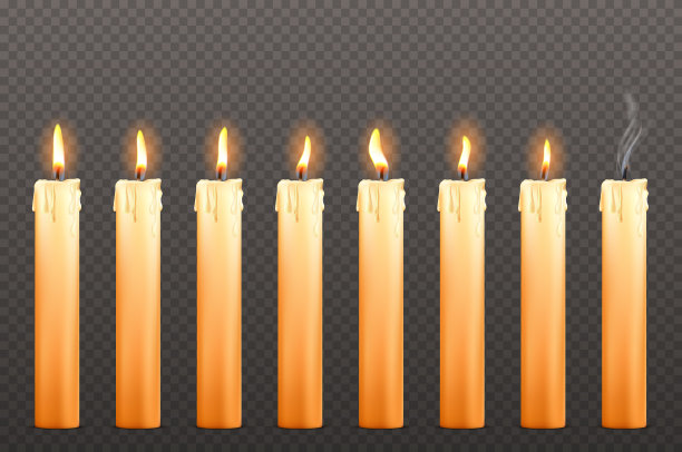 有不同火焰和蜡滴的蜡烛图片下载