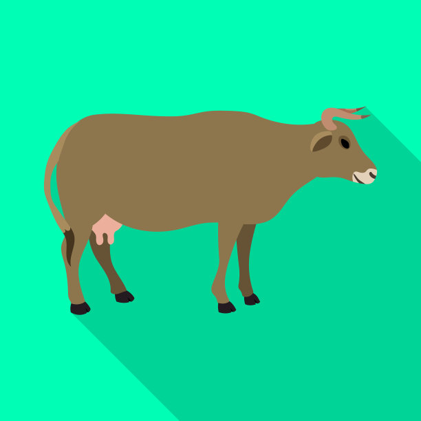 牛图标扁平图标孤立在白色图片下载