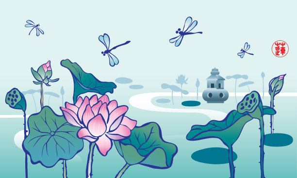 雍容华贵的中国水墨画。图片下载