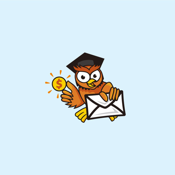 猫头鹰戴着毕业帽，拿着邮件图片下载
