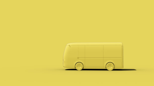 黄色电动自动驾驶货车，用于品牌推广图片下载