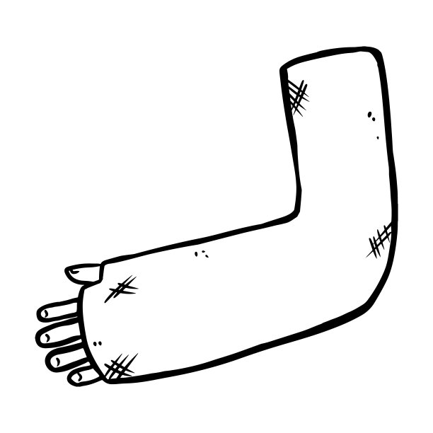 断臂铸涂鸦。石膏石膏中受伤的肢体。媒体符号图形符号图片下载