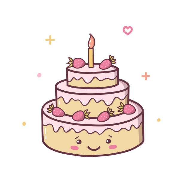卡哇伊生日蛋糕快乐图片下载