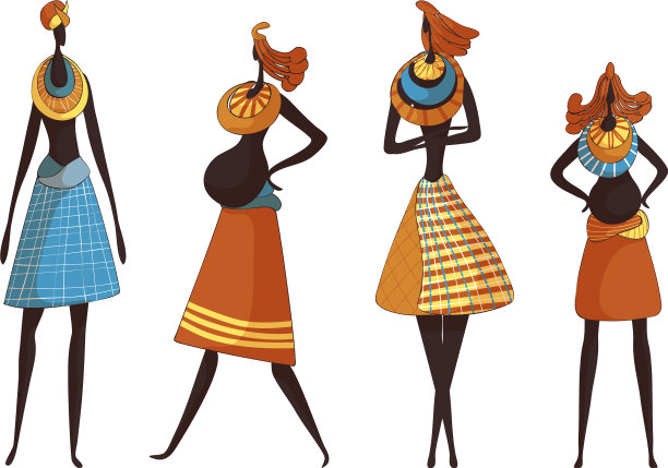 穿部落服装的编织非洲妇女图片下载