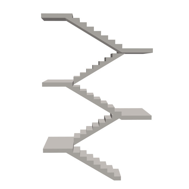 楼梯与平台隔离在白色图片下载