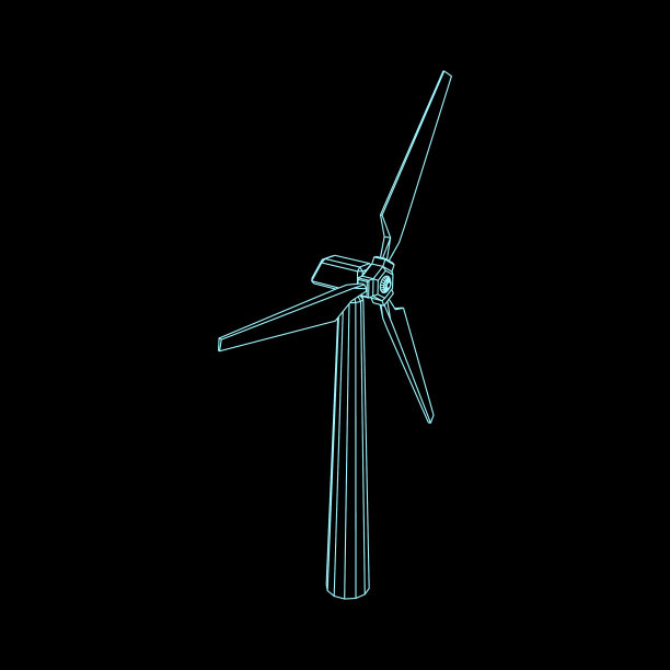 风力涡轮机图标孤立在黑色背景图片下载