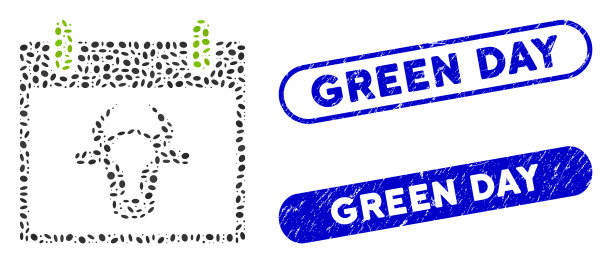 椭圆形马赛克牛日历页与划绿色图片下载