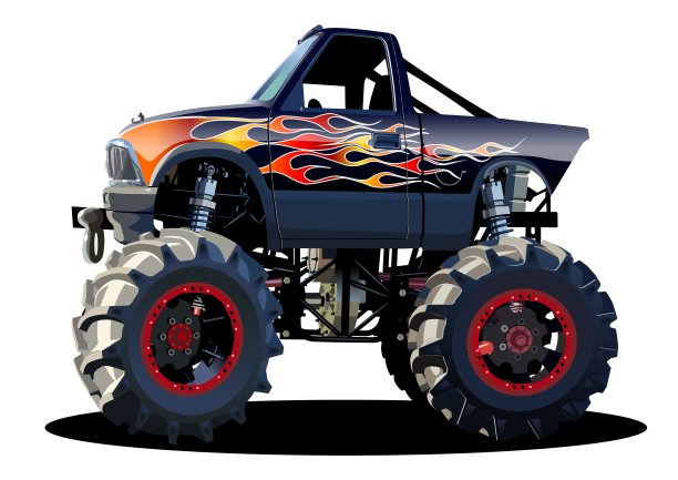 矢量卡通怪兽卡车图片下载