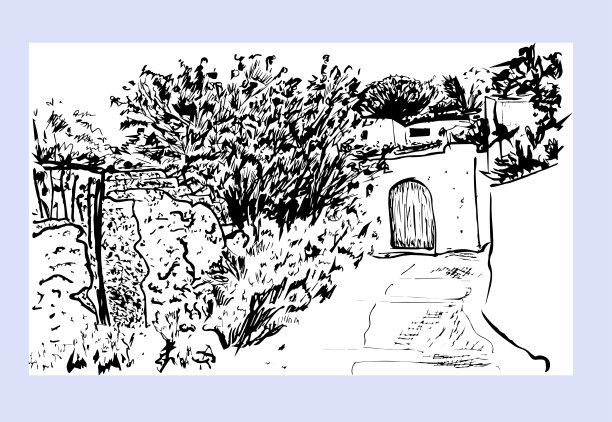 山区地中海村庄的街道图片下载