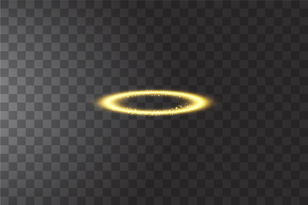 金色光环天使圈孤立在黑色上图片下载