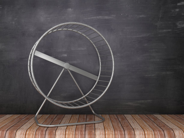 练习仓鼠轮子在黑板背景- 3D渲染图片下载