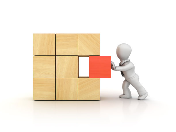 卡通人推最后块- 3D渲染图片下载