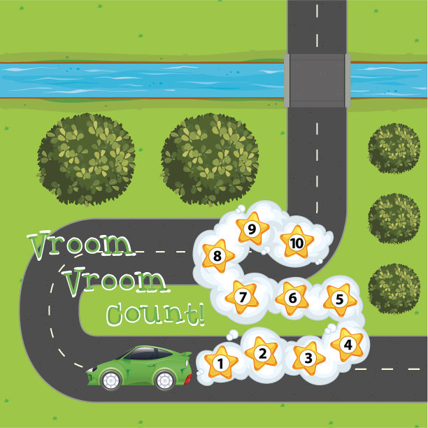 游戏模板与汽车和数字在道路上图片下载