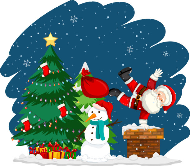 圣诞主题有圣诞老人和雪人图片下载