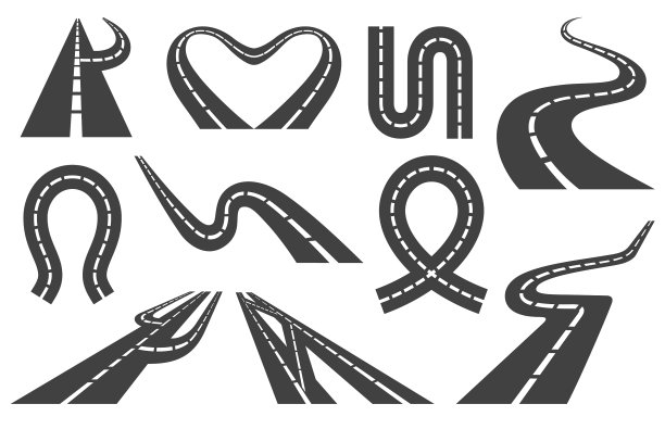 有标记的弯曲道路或公路图片下载