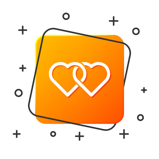 白色两颗相连的心图标孤立在白色上图片下载