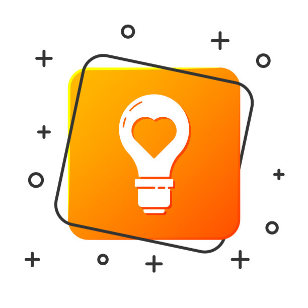 白色心形灯泡图标孤立上图片下载