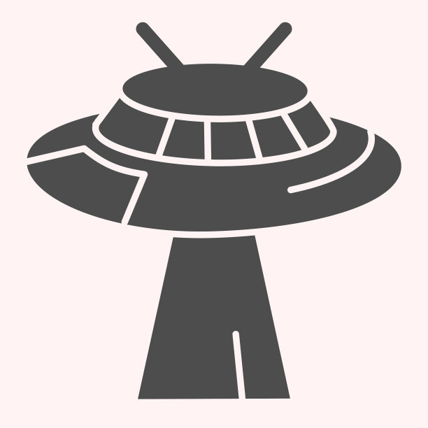 UFO字形图标飞行的外星飞船与光图片下载