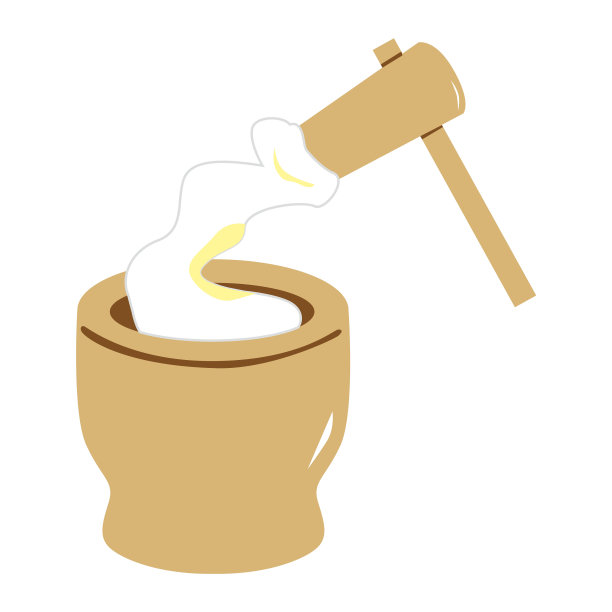 日本的幸运卡片。这是捣麻糬。图片下载