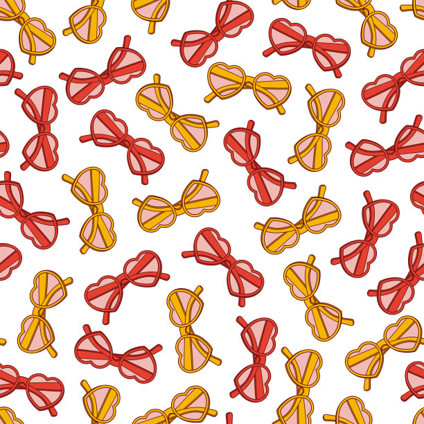 矢量无缝图案设计与心形眼镜图片下载