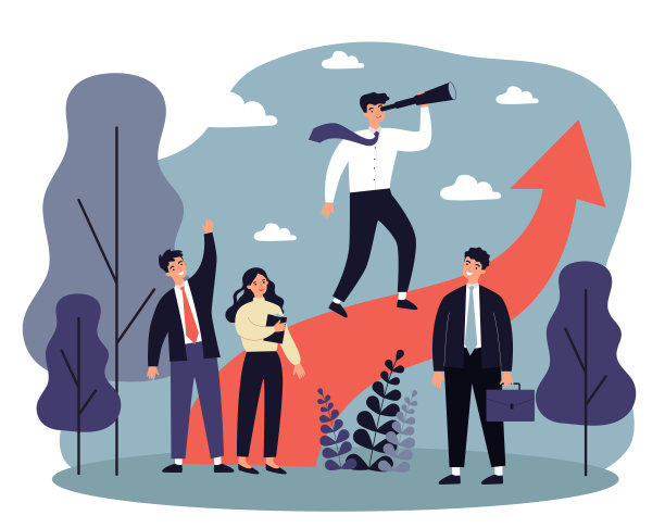 组长拿着望远镜望着远方图片下载