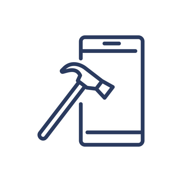 手机和锤子细线图标图片下载