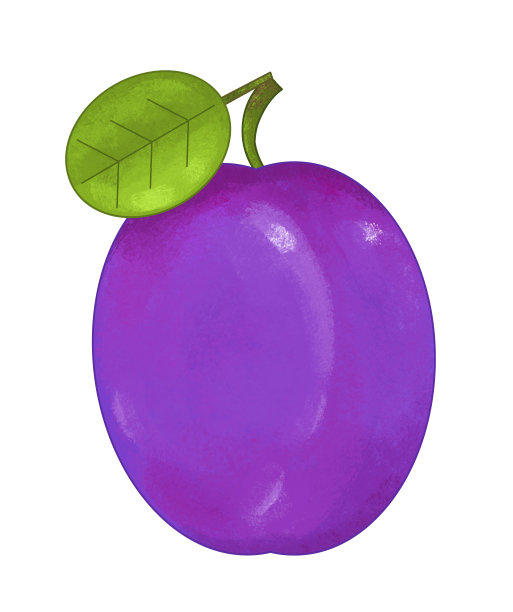 卡通水果李子在白色的背景-插图图片下载