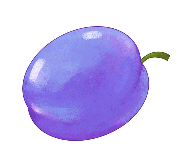 卡通水果李子在白色的背景-插图图片下载