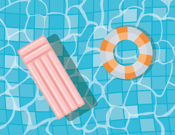 池与浮动俯视图矢量设计图片下载