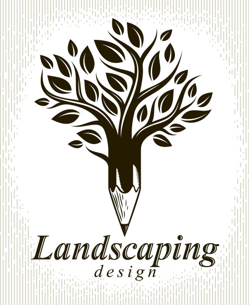 美丽的树与铅笔结合成一个符号图片下载