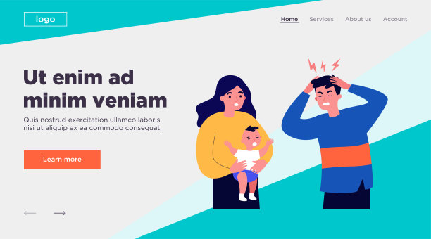 年轻的父亲因为宝宝的哭闹而患上偏头痛图片下载