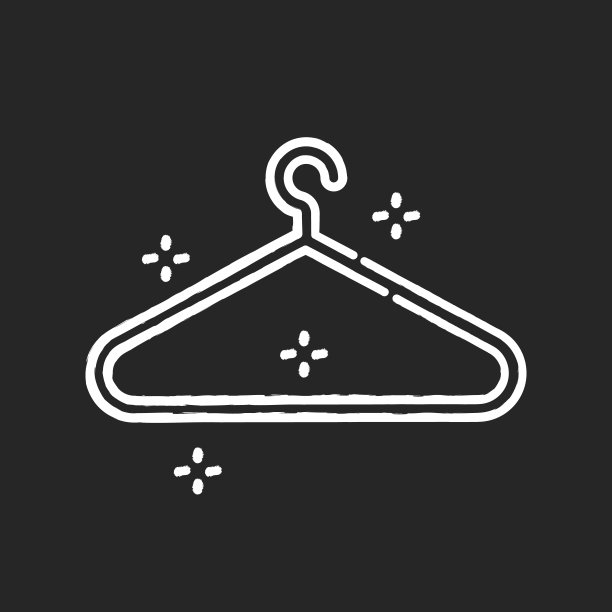 空衣架粉笔白色图标上的黑色背景。把衣服挂在衣柜里。服装存储。衣帽间的迹象。管家的象征。商店的斗篷。休闲服。孤立矢量黑板插图图片下载