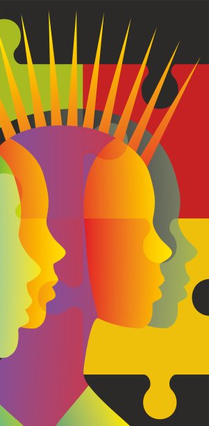 抽象的彩色人类(性别中立)档案与拼图块。图片下载