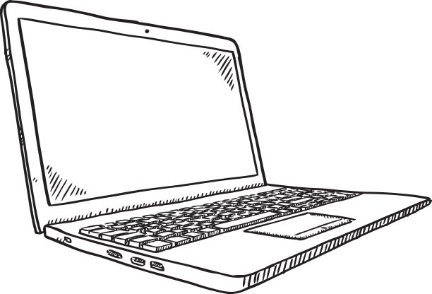 现代笔记本素描风格黑白插画涂鸦。黑色轮廓和白色填充透明的背景。图片下载