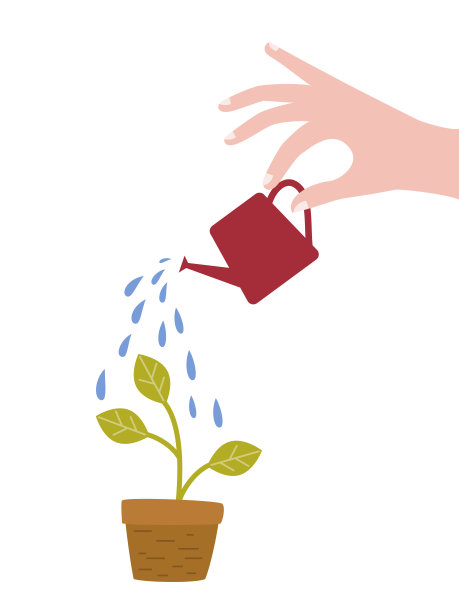 人类用手从喷壶里浇花。图片下载
