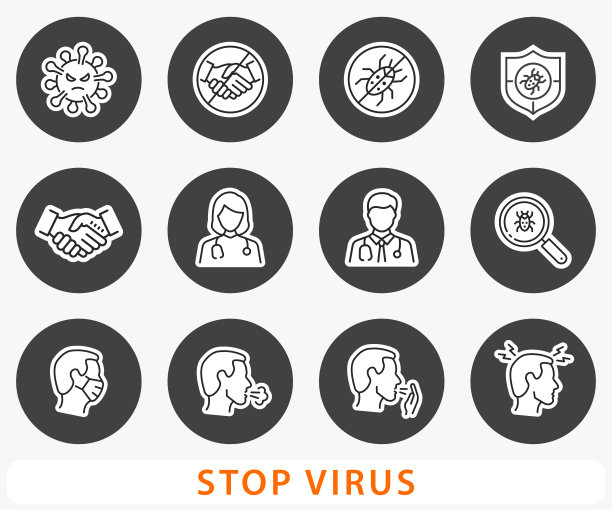 冠状病毒的图标集。矢量插图孤立。图片下载