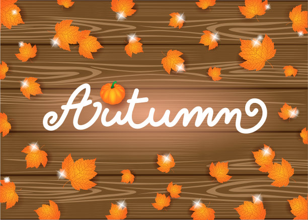 秋天的背景上有文字和树叶素材图片