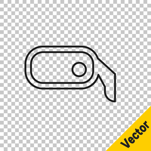 黑色线汽车后视镜图标孤立在透明的背景。矢量图图片下载