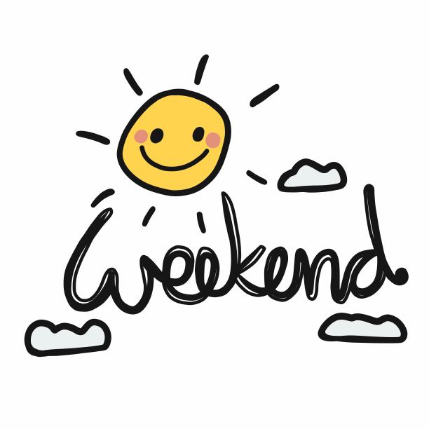周末太阳微笑天空卡通矢量插图图片下载