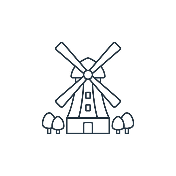 风车矢量图标。风车可编辑的中风。风车线性符号用于网络和移动应用程序，标志，印刷媒体。细线说明。矢量孤立轮廓绘制。图片下载
