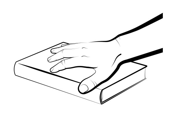 一个人把手掌放在一本合上的书上。总统对着《圣经》和《宪法》宣誓。国家新领导人的选举。白色上的孤立向量图片下载