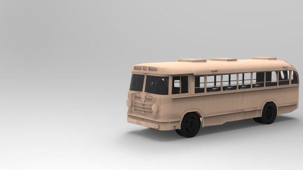 一个生锈的旧巴士在白色背景与文本空间的3d渲染。图片下载