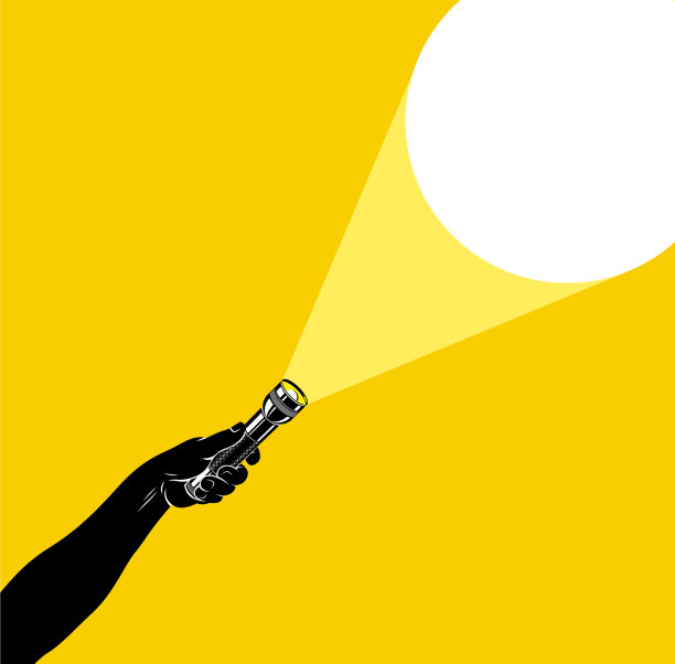 手与手电筒的概念时尚与复制图片下载