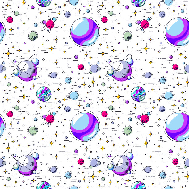 无缝空间背景与行星恒星图片下载